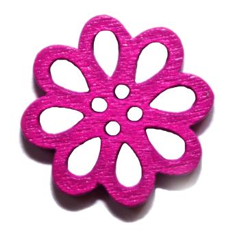 Bottone per bambini come fiori di legno in viola 20 mm 0,79 inch